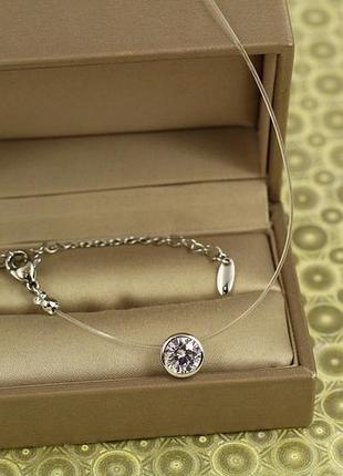 Леска xuping jewelry з кулоном в обідку 8 мм 40 см додаток 5 см срібляста