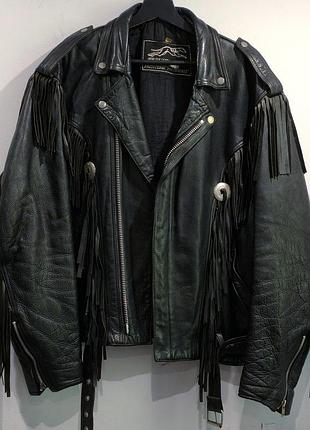 Винтажная байкерская ковбойская кожаная куртка косуха vintage western cowboy jacket