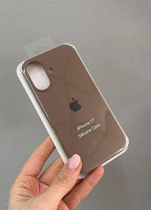 Чехол-накладка с микрофиброй для айфон 17, чехол silicone case с микрофиброй для iphone 17 (коричневый)