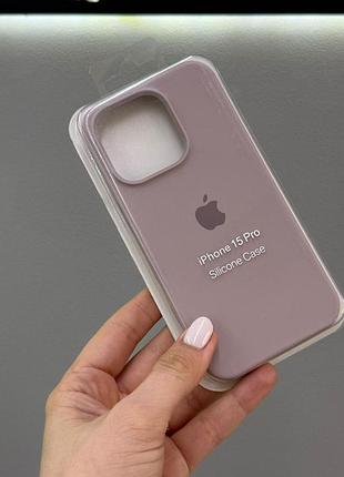 Чехол-накладка с микрофиброй для айфон 15 pro, чехол silicone case с микрофиброй для iphone 15 pro (пудровый)