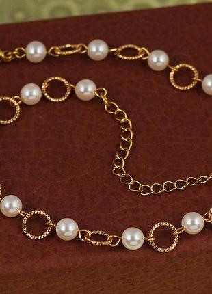 Браслет xuping jewelry на ногу с жемчугом 29 см золотистый