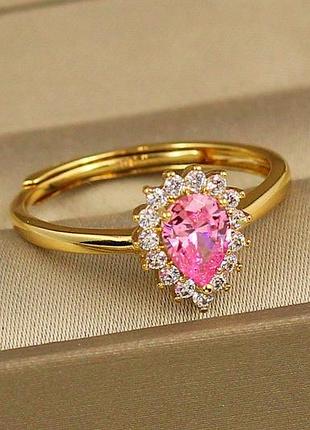Кільце xuping jewelry айвенго з рожевим каменем 18+ розсувне золотисте