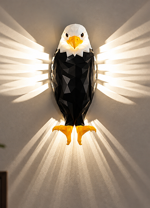 3d настенный светильник орел / led, черно-белый ночник / подсветка на стену