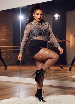 Топ-сетка для танцев в стиле high heels (с принтом под змею)