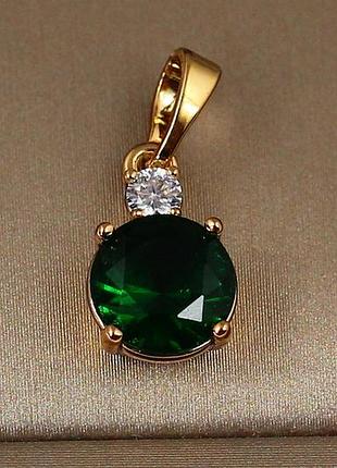 Кулон xuping jewelry капітошка із зеленим каменем 7 мм золотистий