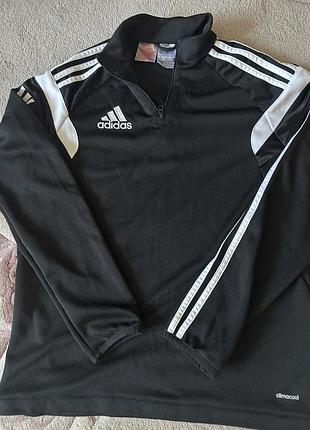 Кофта дитяча adidas спортивна чорна з білими смужками р.164