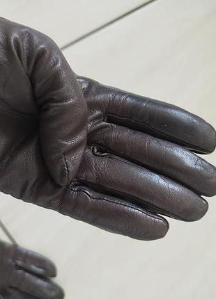 Кожаные шоколадный цвет перчатки 4