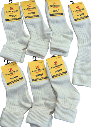 Женские шерстяные носки с отворотом kardesler lambswool турция р. 35-40, цвет молочный