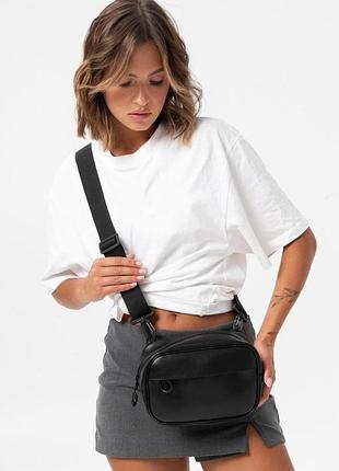 Жіноча шкіряна сумка месенджер через плече without monogram black