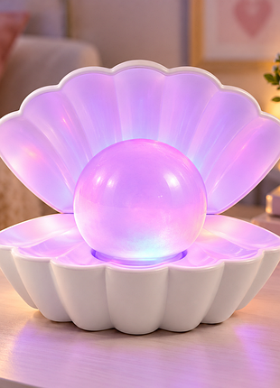 Аккумуляторный rgb светильник ночник жемчужина в раковине / ночник в спальню / rgb-ночник в виде ракушки