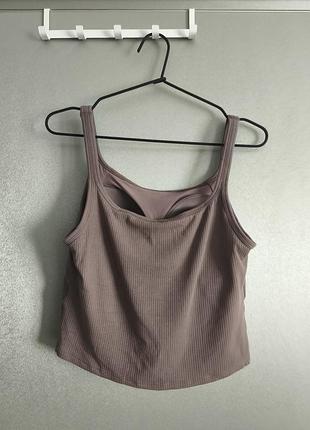 Топ со встроенной чашкой uniqlo m airism cotton square neck cropped bra top 6