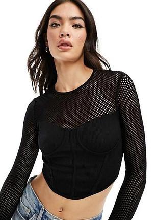 Топ жіночий bershka укорочений чорний m-l
