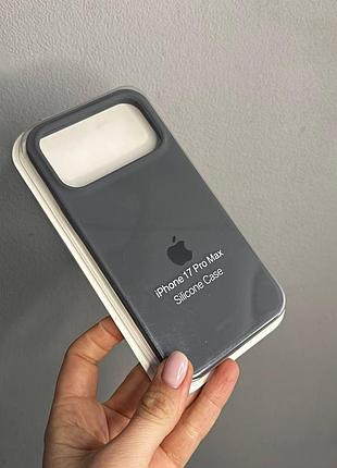 Чехол-бампер для айфон 17 про макс, чехол silicone case с микрофиброй для iphone 17 pro max (серый)