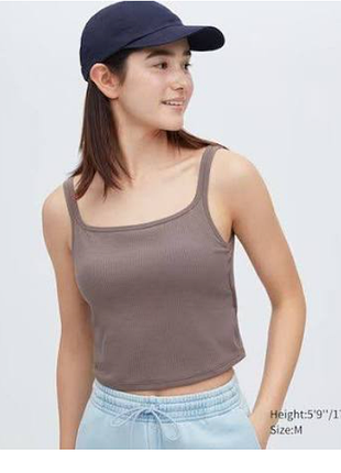 Топ со встроенной чашкой uniqlo m airism cotton square neck cropped bra top