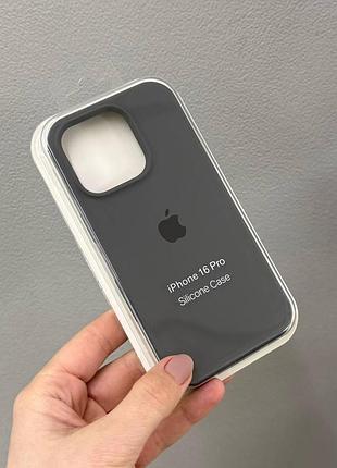 Чехол-накладка с микрофиброй для айфон 16 pro, чехол silicone case с микрофиброй для iphone 16 pro (графит)