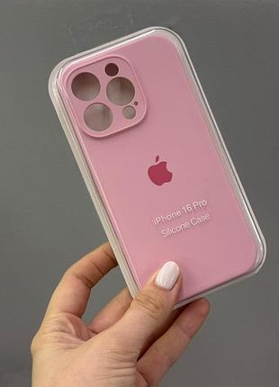 Чехол-накладка с закрытой камерой для айфон 16 pro, чехол silicone case с микрофиброй для iphone 16 pro(розовый)