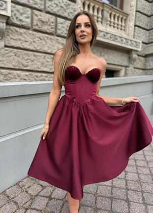 Сукня міді жіноча oh polly корсетна бордова
