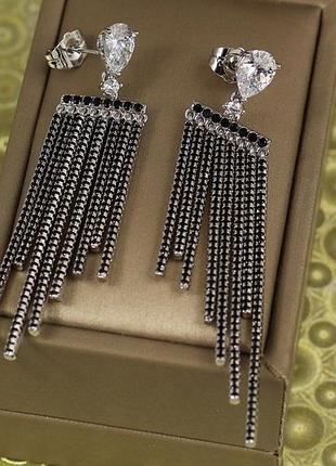 Сережки гвоздики xuping jewelry підвіски сяючі промені 7 см сріблясті