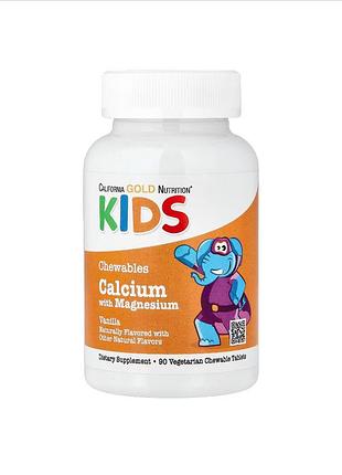 Дитячі жувальні таблетки california gold nutrition kids, кальцій і магній