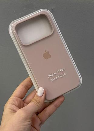 Чехол-накладка с микрофиброй для айфон 17 pro, чехол silicone case с микрофиброй для iphone 17 pro (пудровый)
