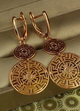 Серьги xuping jewelry подвески мистерия 4.7 см золотистые