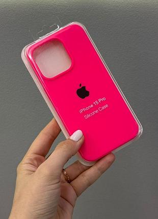 Чехол-накладка с микрофиброй для айфон 15 pro, чехол silicone case с микрофиброй для iphone 15 pro (розовый)
