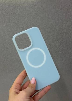 Чехол-бампер для айфон 14 про макс, чехол silicone case с микрофиброй для iphone 14 pro max ( голубой)