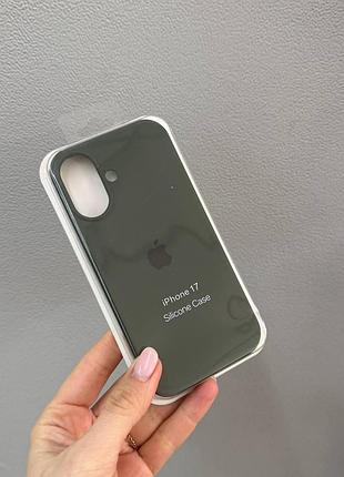 Чехол-накладка с микрофиброй для айфон 17, чехол silicone case с микрофиброй для iphone 17 (зеленый)