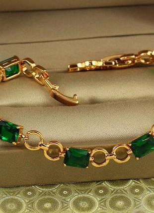 Браслет xuping jewelry поцелуй леса с зеленым камнем 19 см 7 мм золотистый