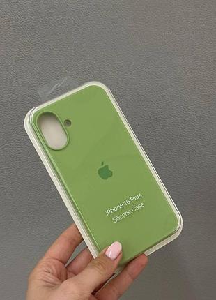 Чехол-накладка с микрофиброй для айфон 16 plus, чехол silicone case с микрофиброй для iphone 16 plus ( зеленый)