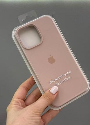 Чохол-накладка з мікрофіброю для айфон 16 pro max, чохол silicone case з мікрофіброю для iphone 16 про макс (пудровий)