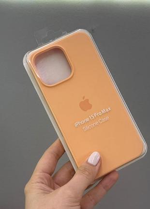 Чехол-накладка с микрофиброй для айфон 15 pro max, чехол silicone case с микрофиброй для iphone 15 pro max (оранжевый)