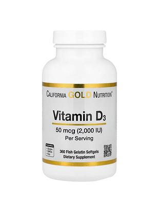 Вітамін d3 50 мкг (2000 мо) від california gold nutrition у формі холекальциферолу, 360 капсул
