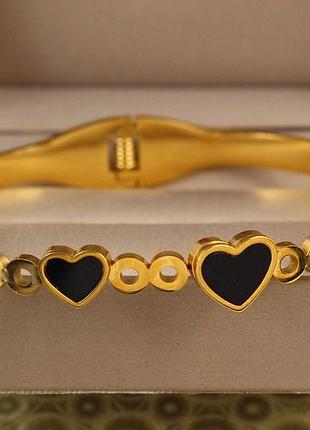 Браслет бенгл xuping jewelry жорсткий midnight heart 60 мм на руку від 17 до 19 см лимонний