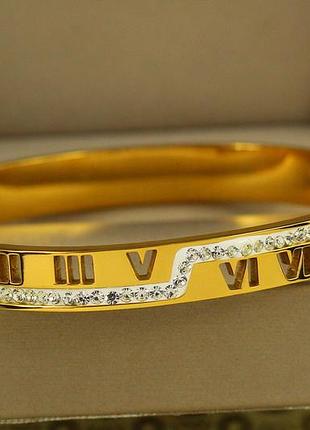 Браслет бэнгл xuping jewelry жесткий roman numeral 60 мм на руку от 17 до 19 см лимонный