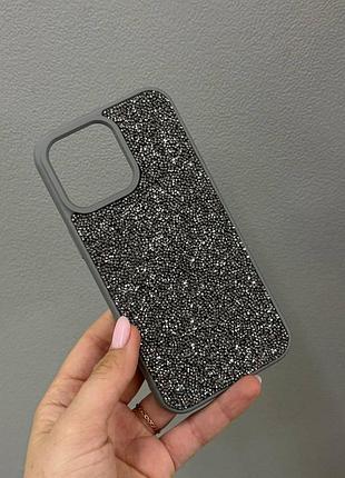 Преміум чохол зі стразами для айфона 15 про макс,чохол-накладка swarovski case для iphone 15 pro max (сірий)