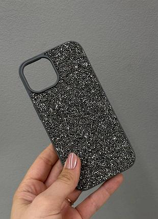 Преміум чохол зі стразами для айфона 15,чохол-накладка swarovski case для iphone 15 (сірий)