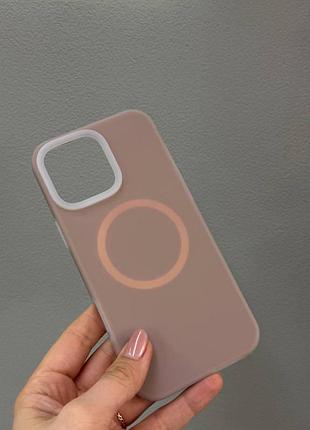 Неоновый чехол-бампер для айфон 16 про макс, чехол silicone case с микрофиброй для iphone 16 pro max (бежевый)