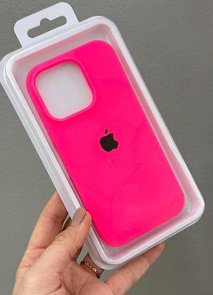 Чехол-накладка с микрофиброй для айфон 16 pro, чехол silicone case с микрофиброй для iphone 16 pro (ярко-розовый)