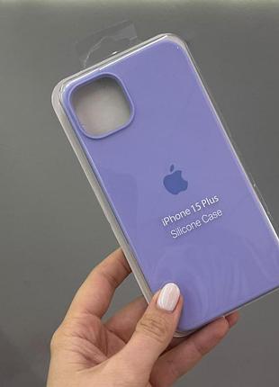 Чехол-накладка с микрофиброй для айфон 15 plus, чехол silicone case с микрофиброй для iphone 15 plus (сиреневый)