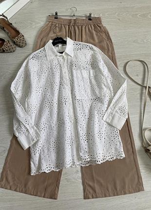 Котонова подовжена сорочка з прошви zara