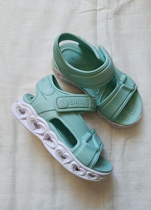Босоножки сандалии на девочку светящиеся skechers 26-26,5 10