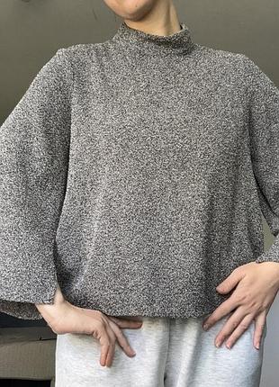 Женская блуза кофта с широкими рукавами zara серая м-л грудь 100