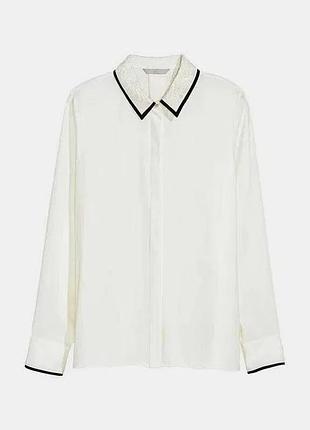 Елегантна біла блуза h&m з вишитим бісером коміром, р. 36 s