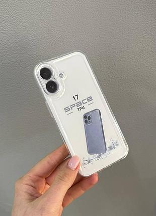 Чехол прозрачный space для iphone 17,силиконовый прозрачный чехол на айфон 17