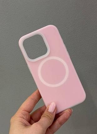 Чехол-бампер для айфон 15 про, чехол silicone case с микрофиброй для iphone 15 pro ( розовый)