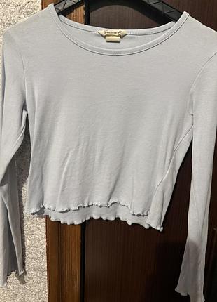 Лонгслів жіночий h&m світло-блакитний укорочений
