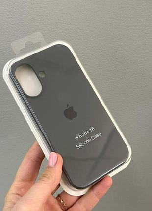 Чехол-накладка с микрофиброй для айфон 16, чехол silicone case с микрофиброй для iphone 16 (серый)