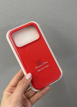 Чохол-бампер для айфон 17 про, чохол silicone case з мікрофіброю для iphone 17 pro (червоний)