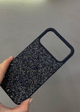 Премиум чехол со стразами для айфона 17 про,чехол-накладка swarovski case для iphone 17 pro (синий)